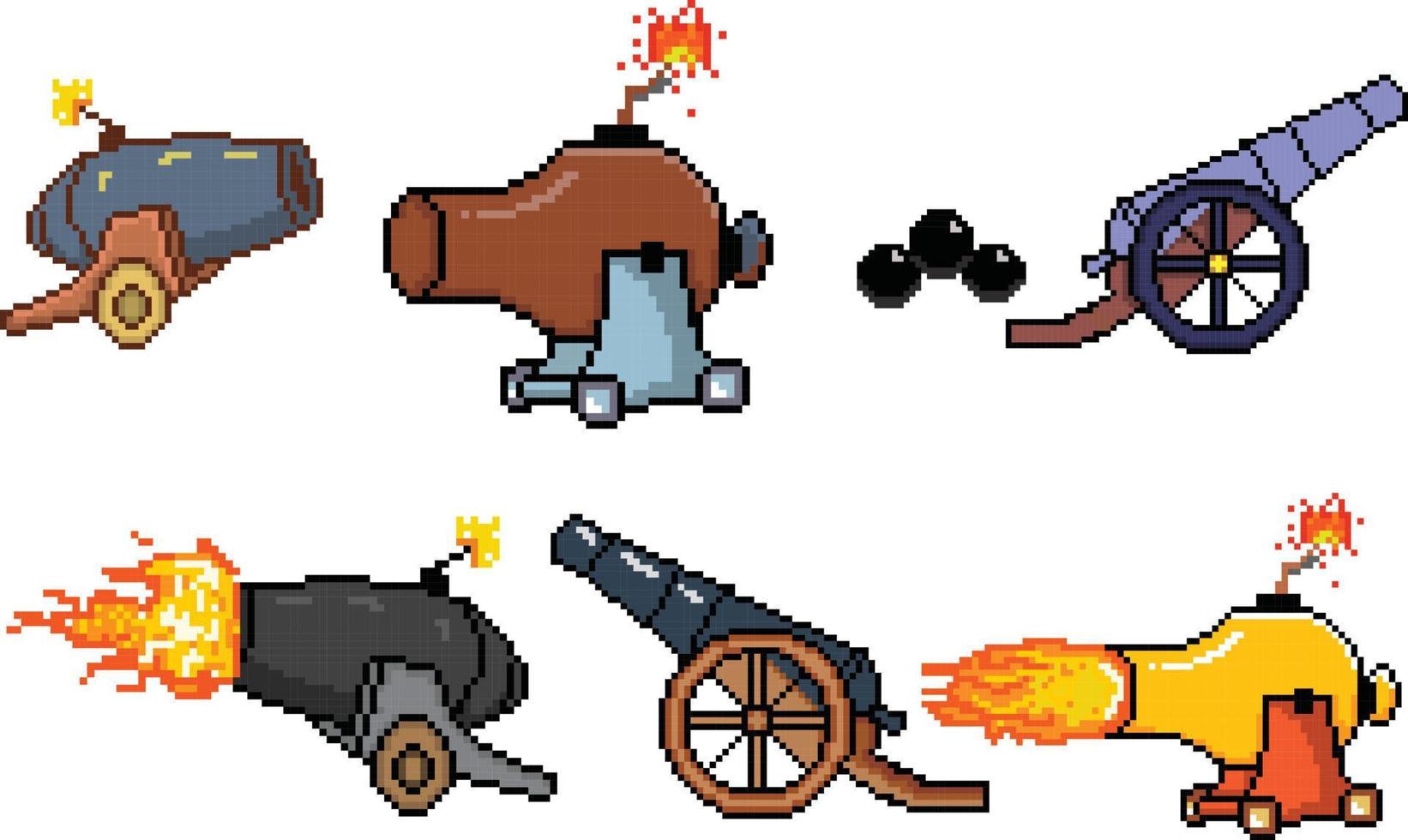 great wall cannon pixel art. vector