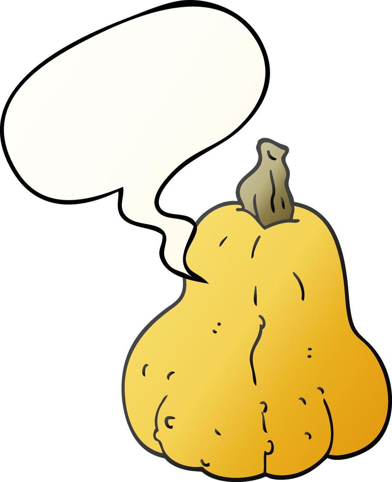 cartoon squash and speech bubble in smooth gradient style vector