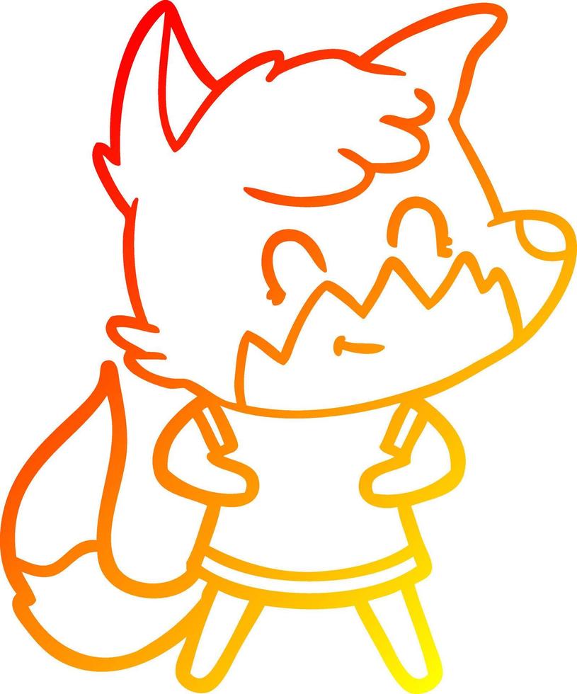 warm gradient line drawing cartoon happy fox vector