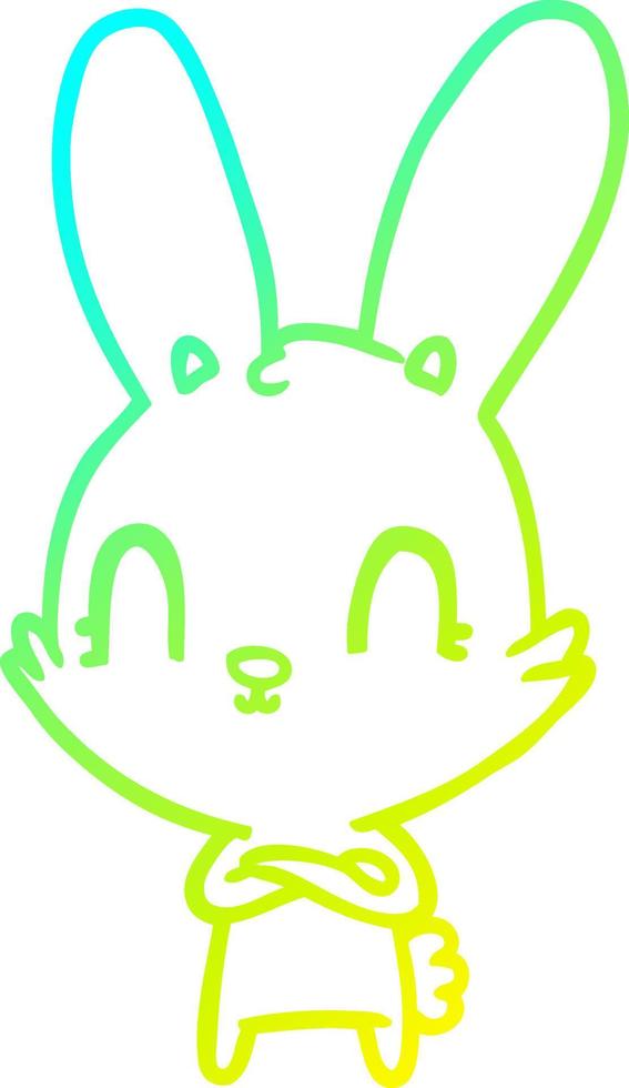 cold gradient line drawing cute cartoon rabbit vector