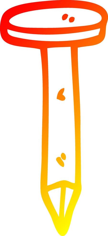 warm gradient line drawing cartoon iron nail vector