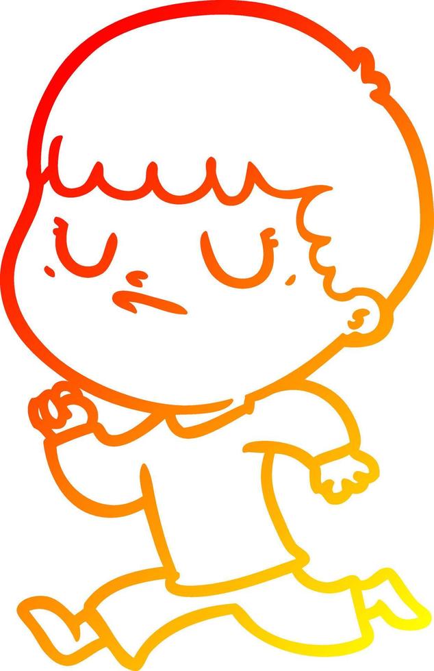 warm gradient line drawing cartoon grumpy boy vector