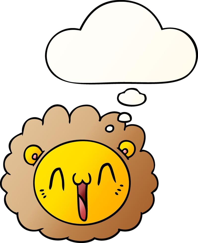 cartoon lion face and thought bubble in smooth gradient style vector