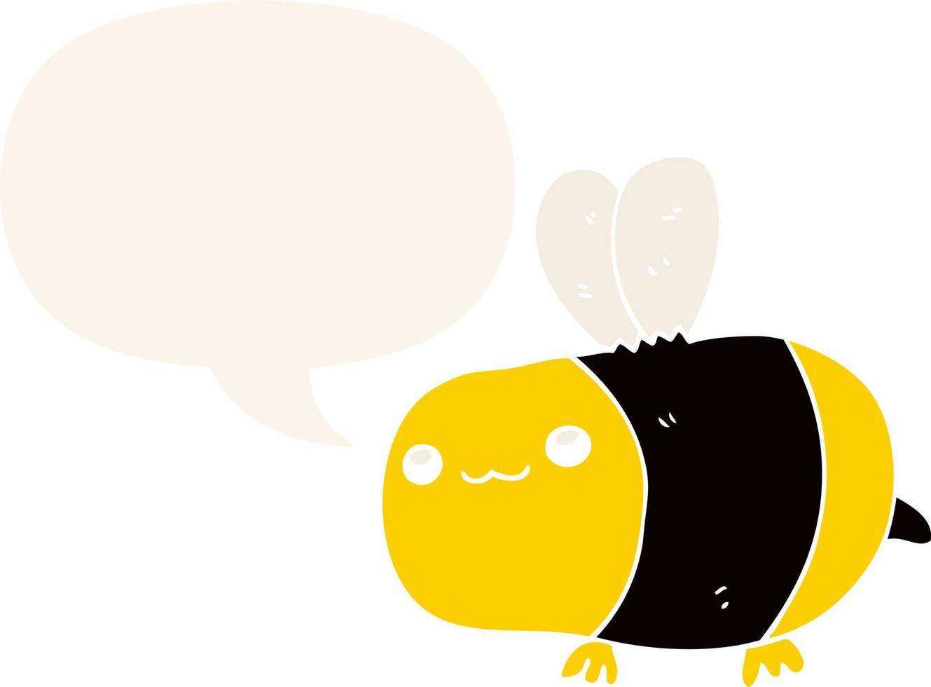 cartoon bee and speech bubble in retro style vector