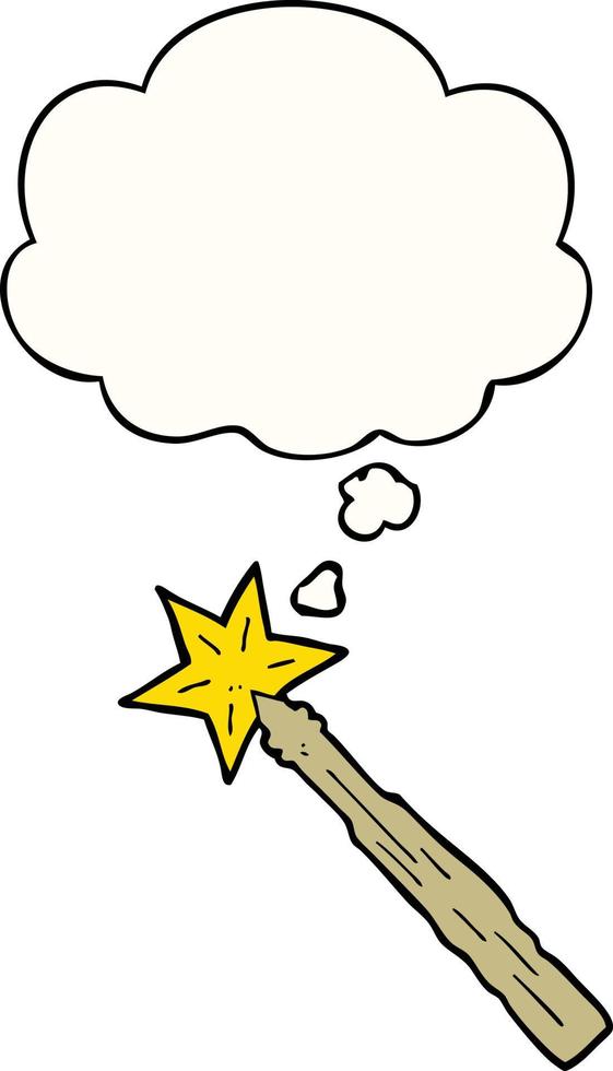 cartoon magic wand and thought bubble vector