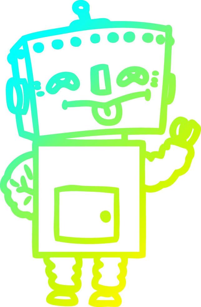 cold gradient line drawing cartoon robot vector