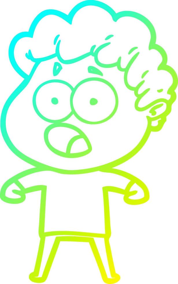 cold gradient line drawing cartoon man gasping in surprise vector
