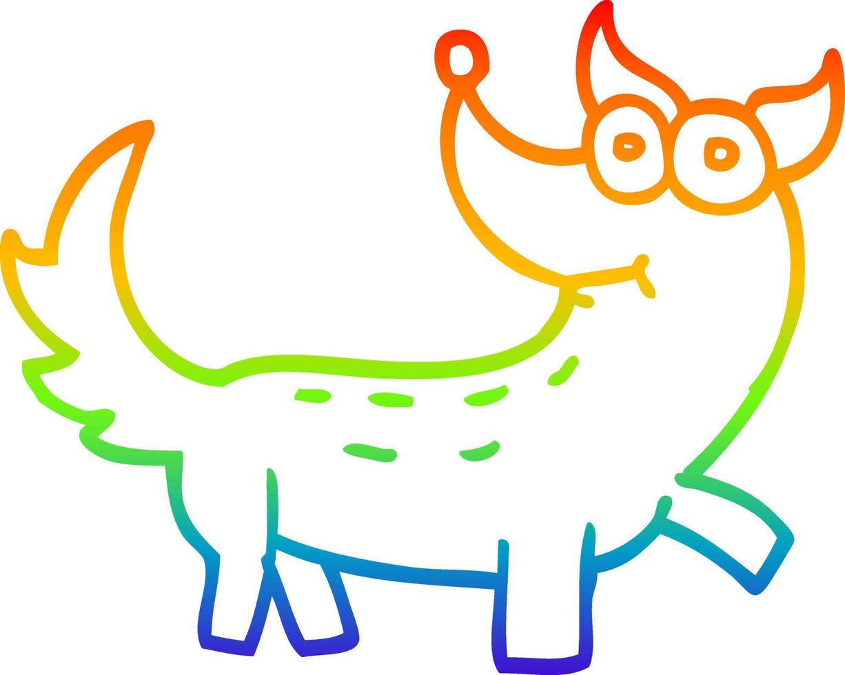 perro de dibujos animados de dibujo de línea de gradiente de arco iris vector