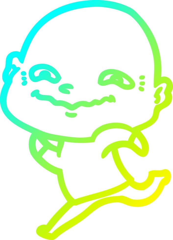 cold gradient line drawing cartoon creepy guy vector