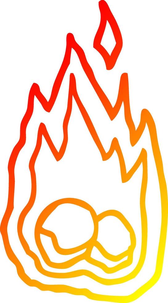 warm gradient line drawing cartoon burning coals vector