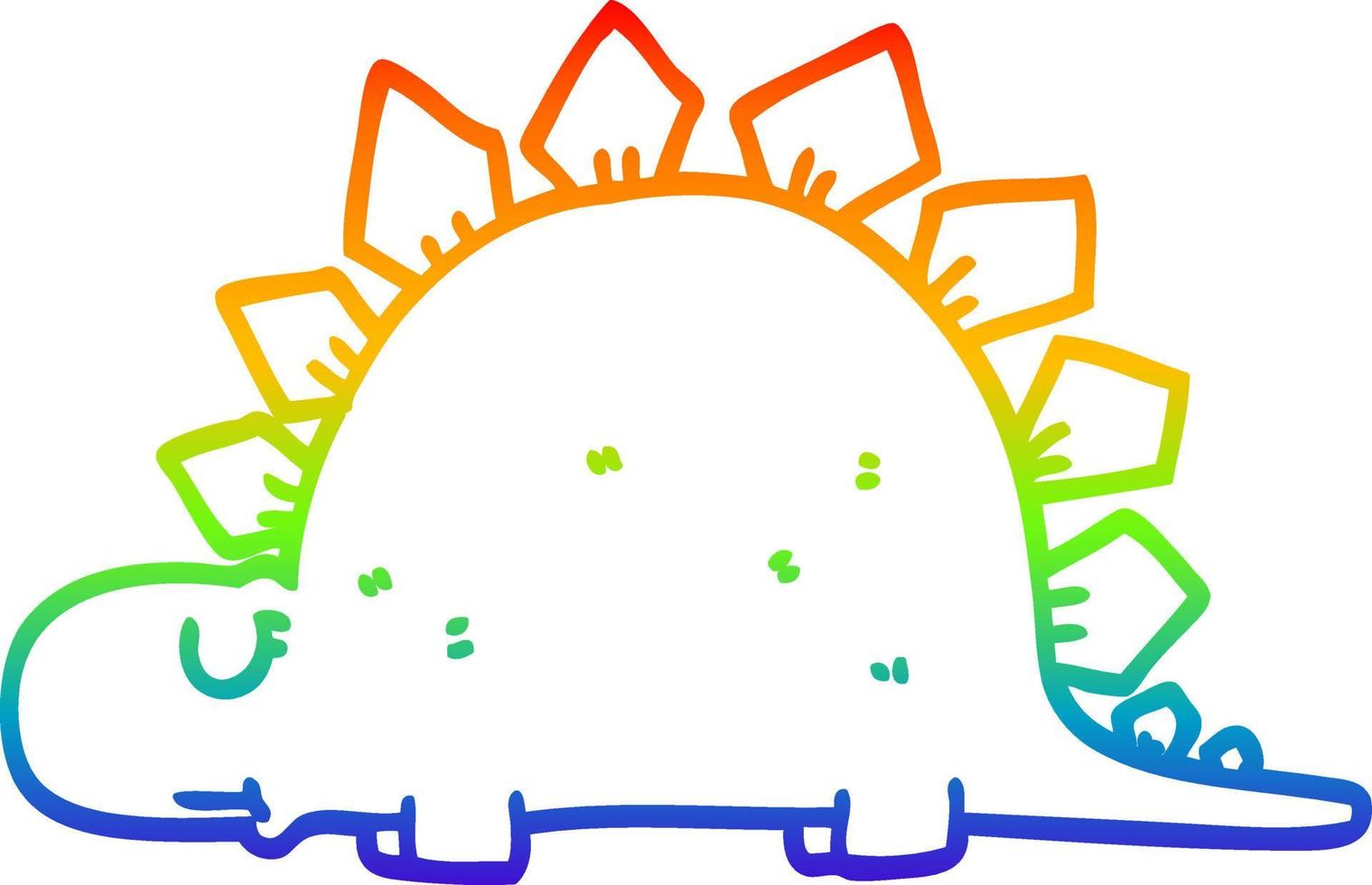 rainbow gradient line drawing cartoon prehistoric dinosaur vector