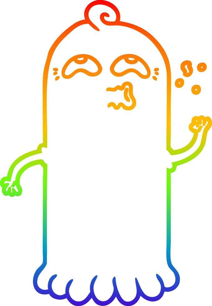 rainbow gradient line drawing cartoon ghost vector