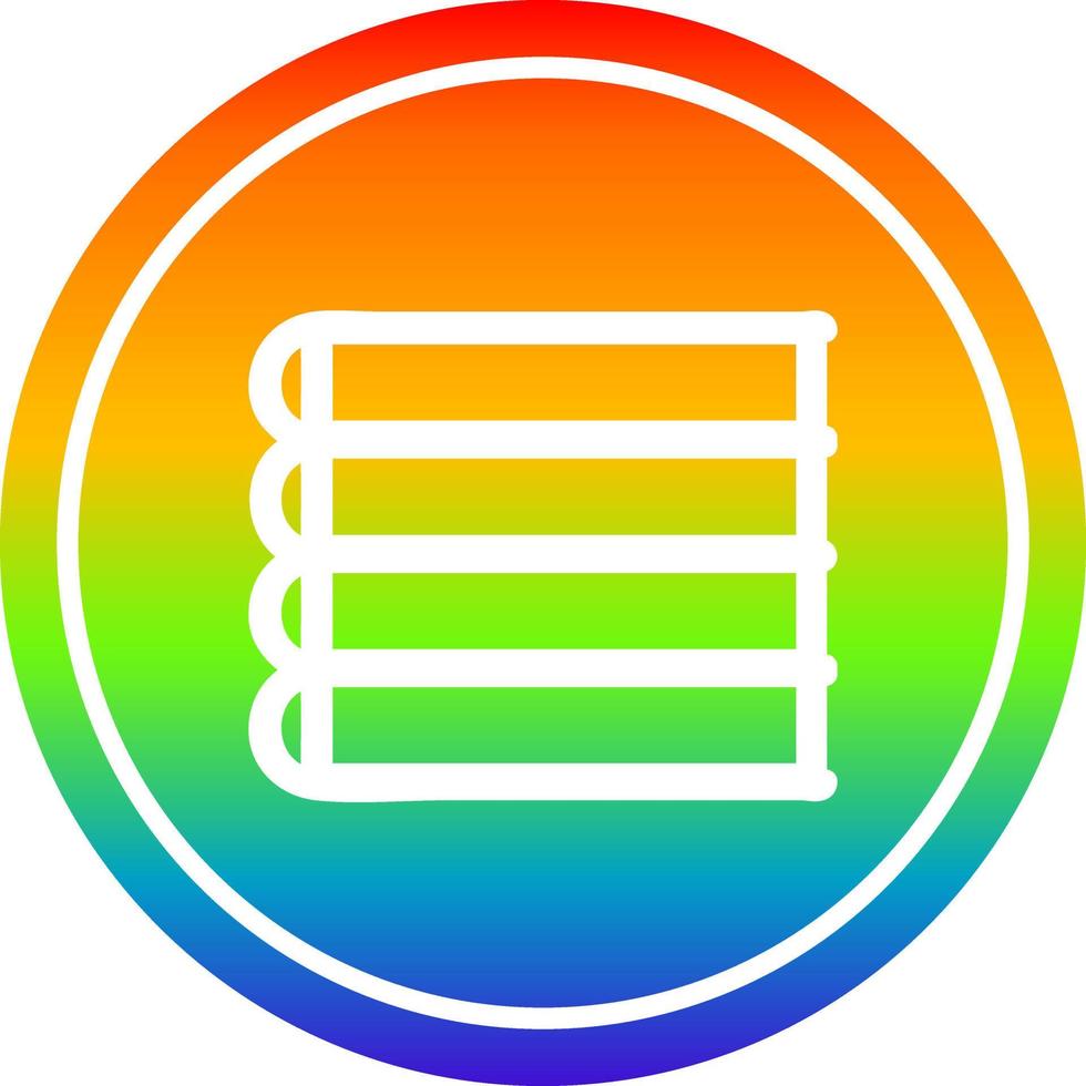 stack of books circular in rainbow spectrum vector
