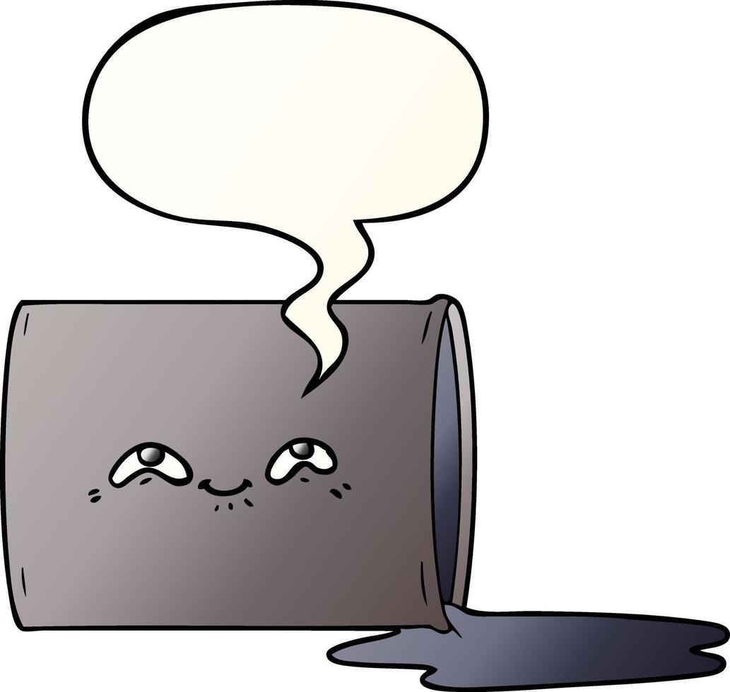 cartoon oil drum and speech bubble in smooth gradient style vector