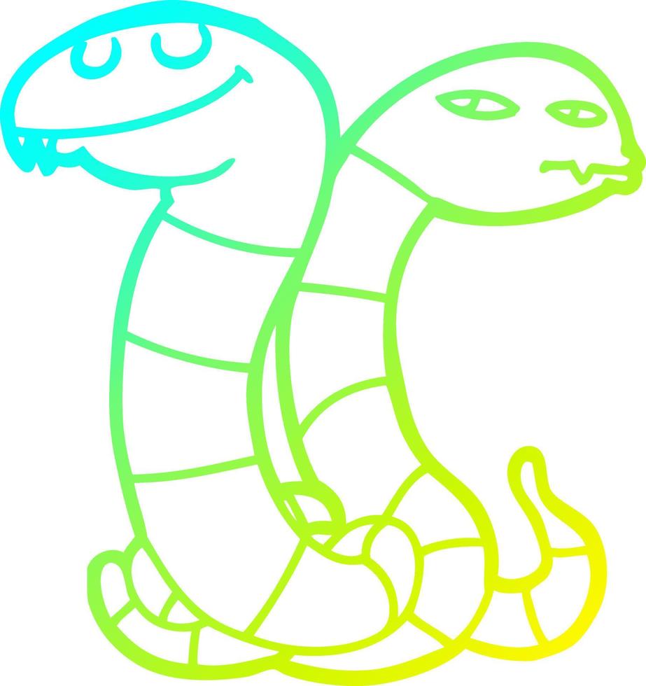 cold gradient line drawing cartoon snakes vector