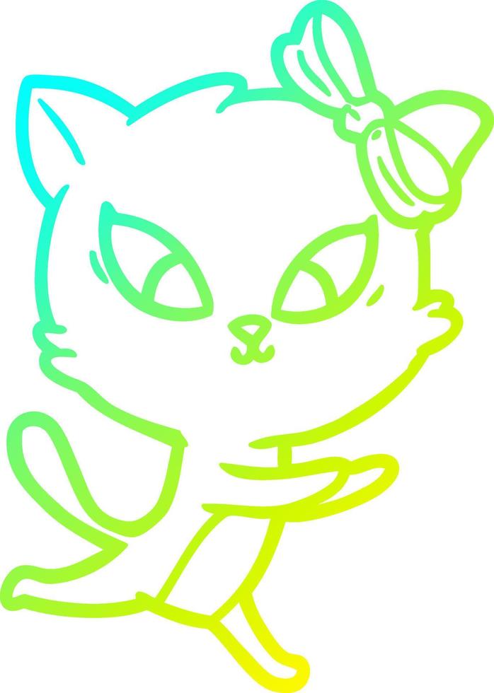 cold gradient line drawing cartoon cat vector
