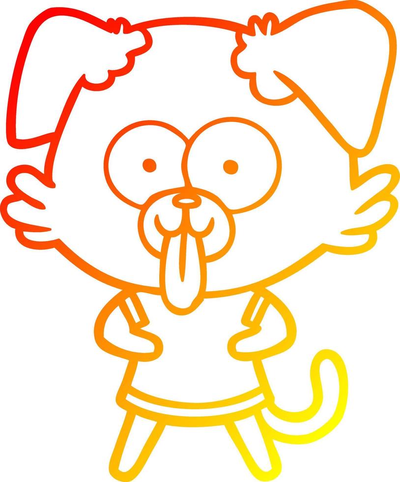 warm gradient line drawing cartoon dog with tongue sticking out vector