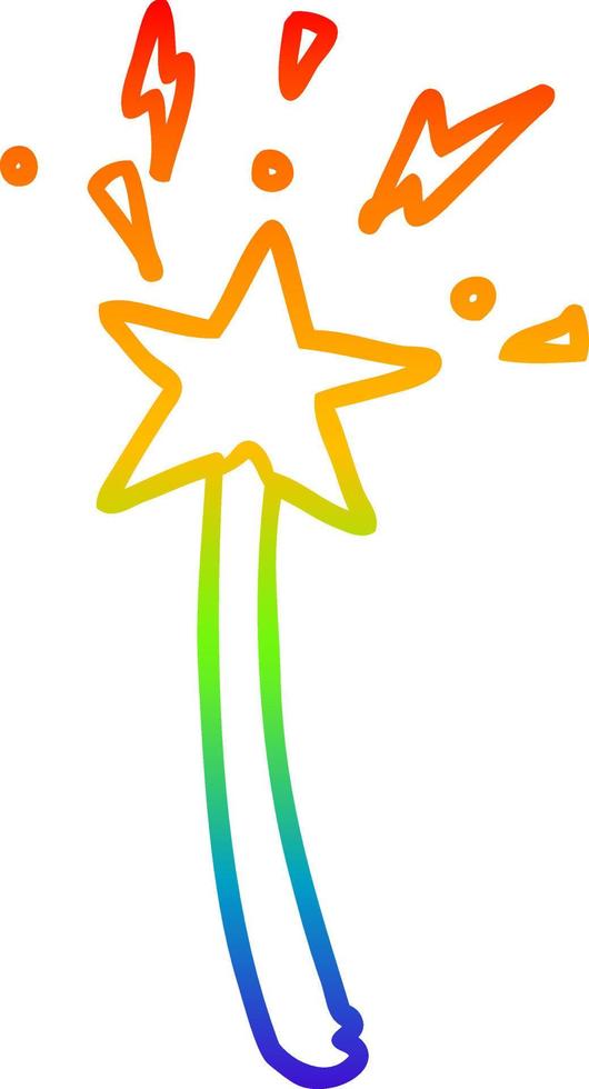 rainbow gradient line drawing magic star wand vector