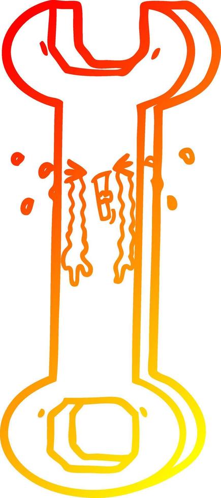 warm gradient line drawing cartoon spanner vector