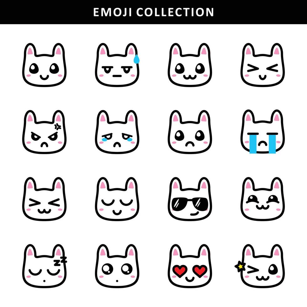 linda colección de emojis de gatos vector