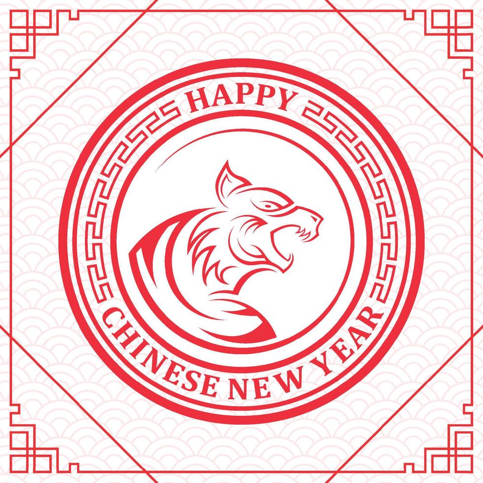 Happy chinese new year 2022, Tiger Zodiac sign on red paper cut art and craft style and white color background vector