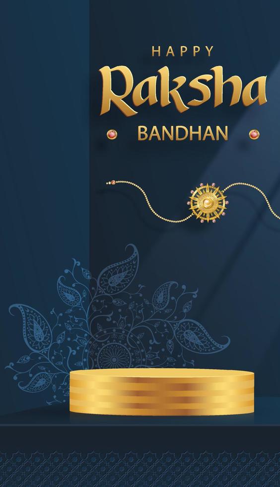 Raksha Bandhan 3d Podium round stage style for the Indian festival vector