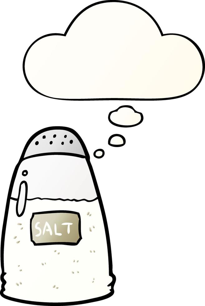 cartoon salt and thought bubble in smooth gradient style vector