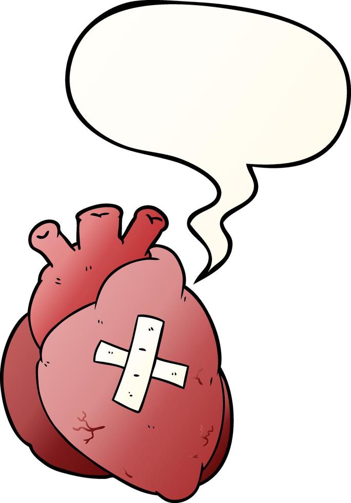 cartoon heart and speech bubble in smooth gradient style vector