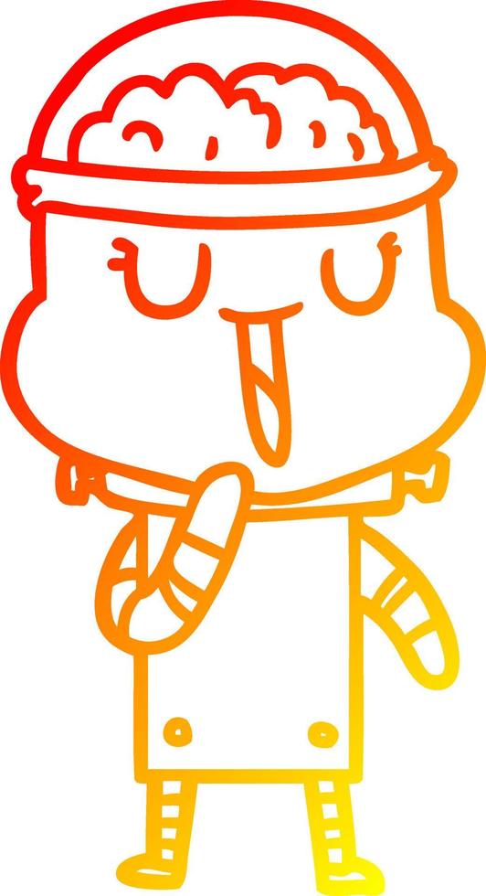 warm gradient line drawing happy cartoon robot vector