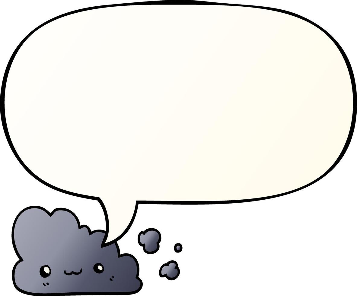 cute cartoon cloud and speech bubble in smooth gradient style vector