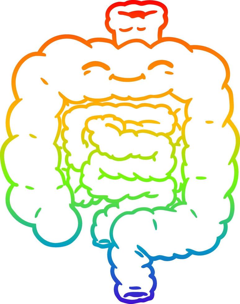 rainbow gradient line drawing cartoon intestines vector