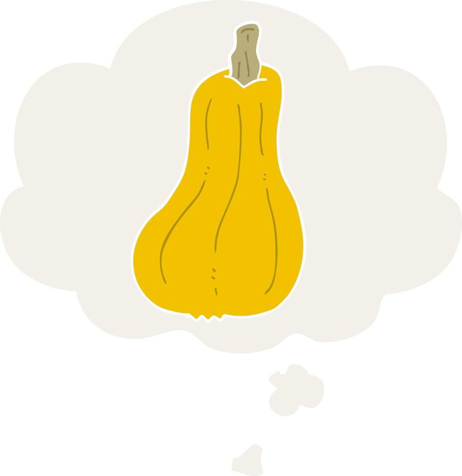 cartoon squash and thought bubble in retro style vector