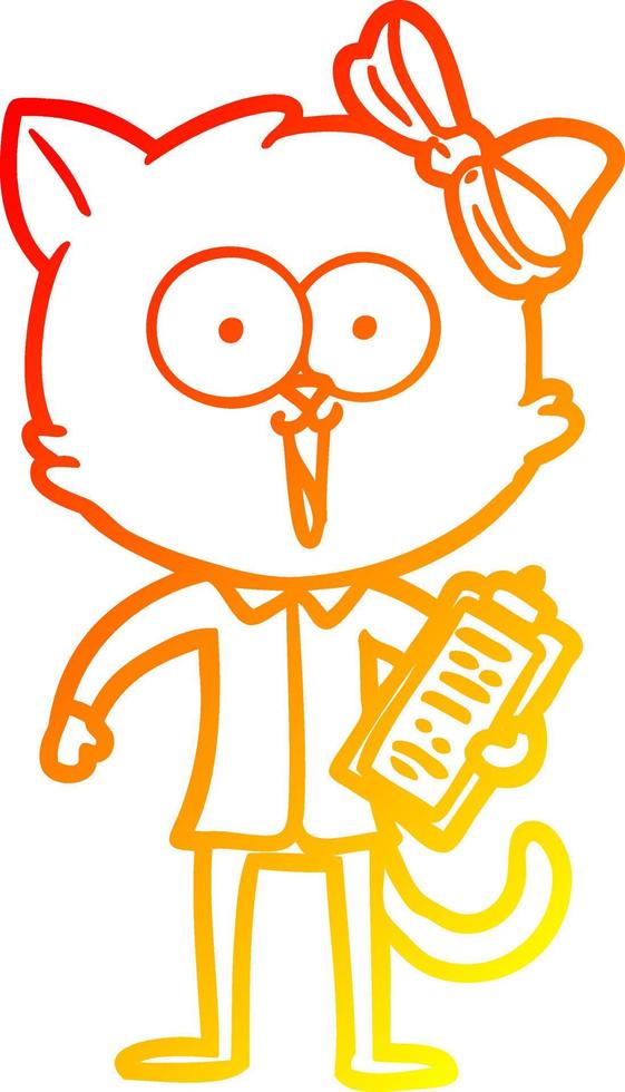 warm gradient line drawing cartoon cat vector