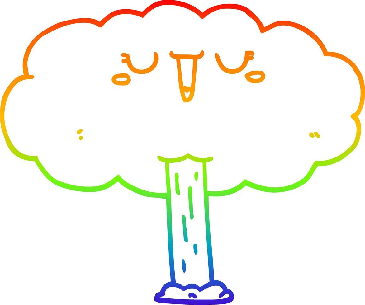 rainbow gradient line drawing cartoon tree vector
