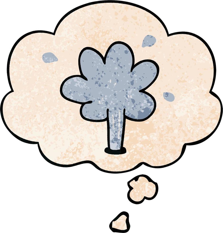 cartoon squirting water and thought bubble in grunge texture pattern style vector