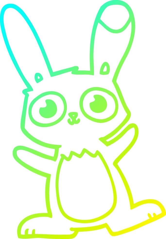 cold gradient line drawing cute cartoon rabbit vector