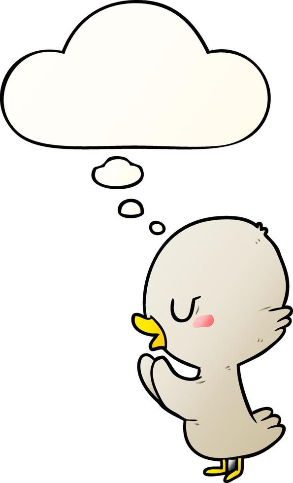 cartoon duckling and thought bubble in smooth gradient style vector