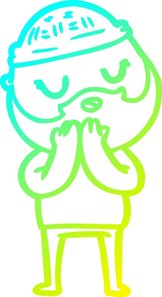 cold gradient line drawing cartoon man with beard vector