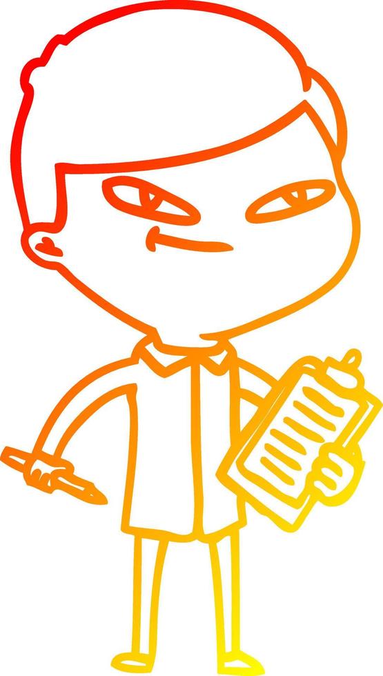 warm gradient line drawing cartoon boy vector