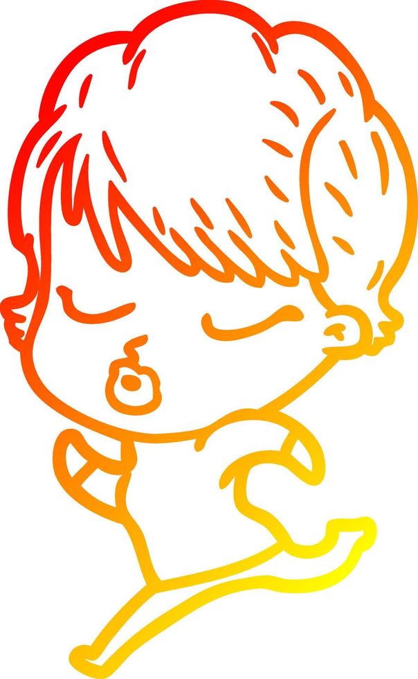 warm gradient line drawing cartoon woman with eyes shut vector