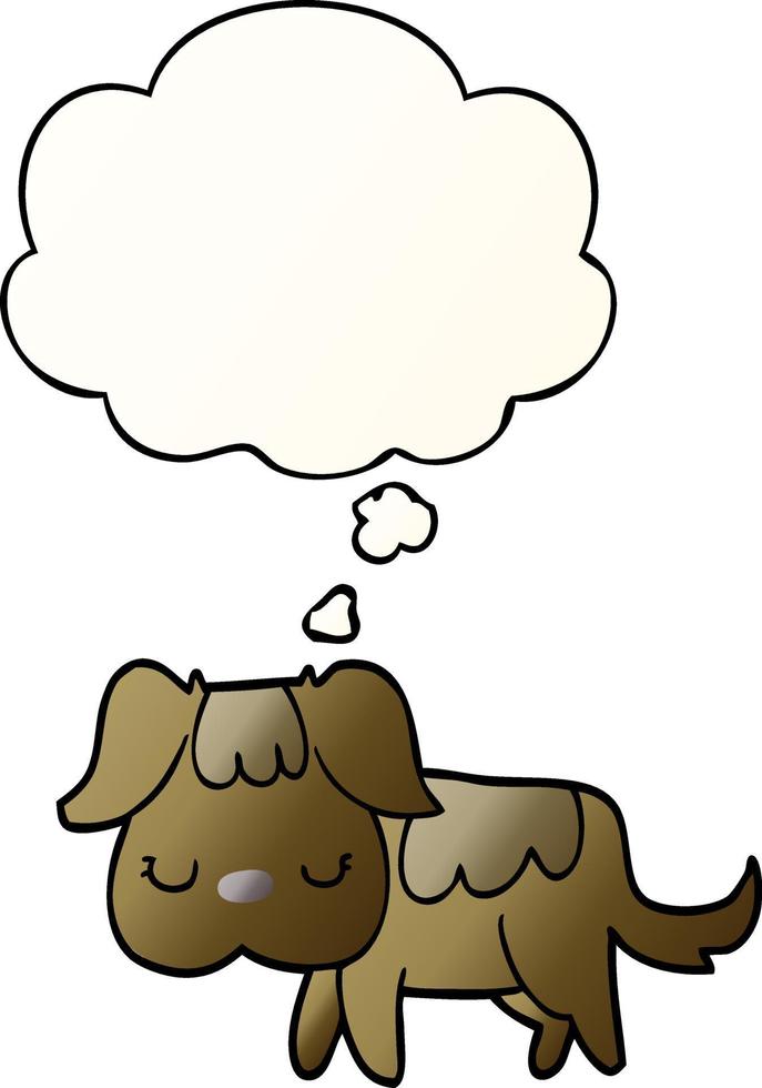 cartoon dog and thought bubble in smooth gradient style vector