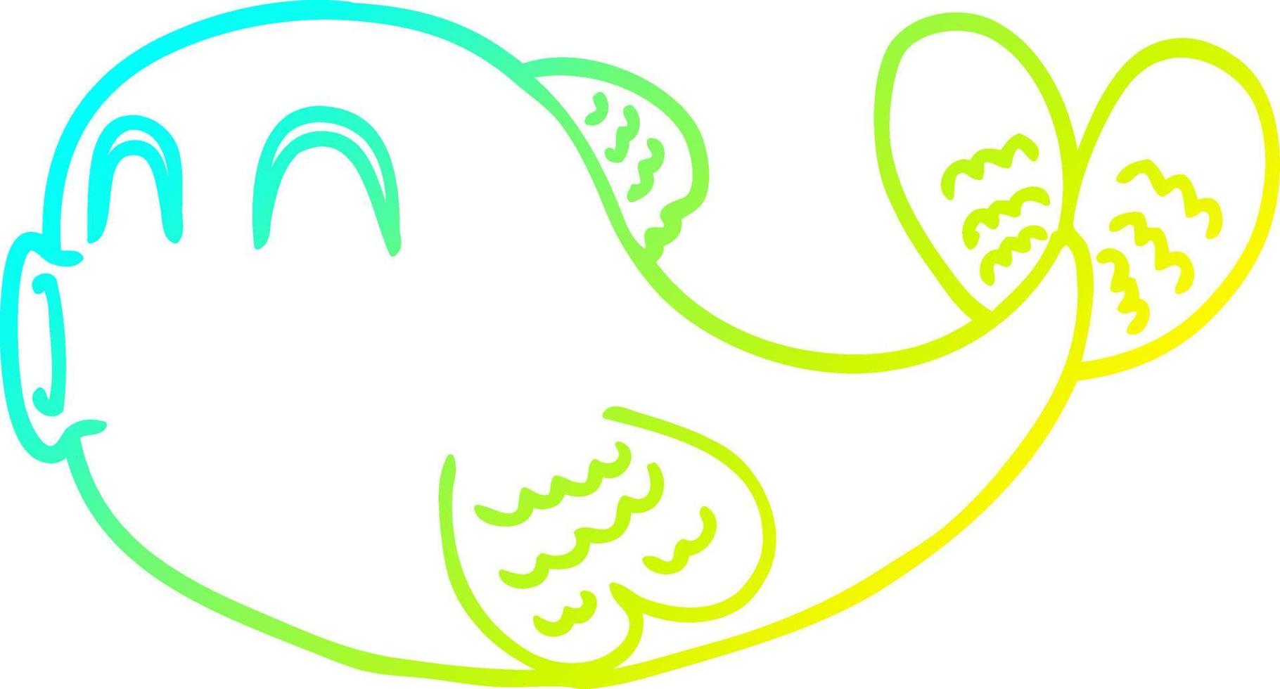 cold gradient line drawing cartoon fish vector