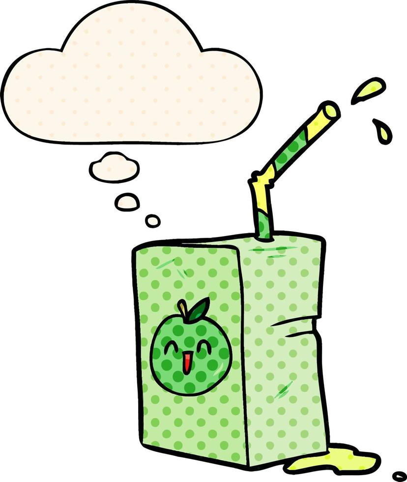 cartoon juice box and thought bubble in comic book style vector