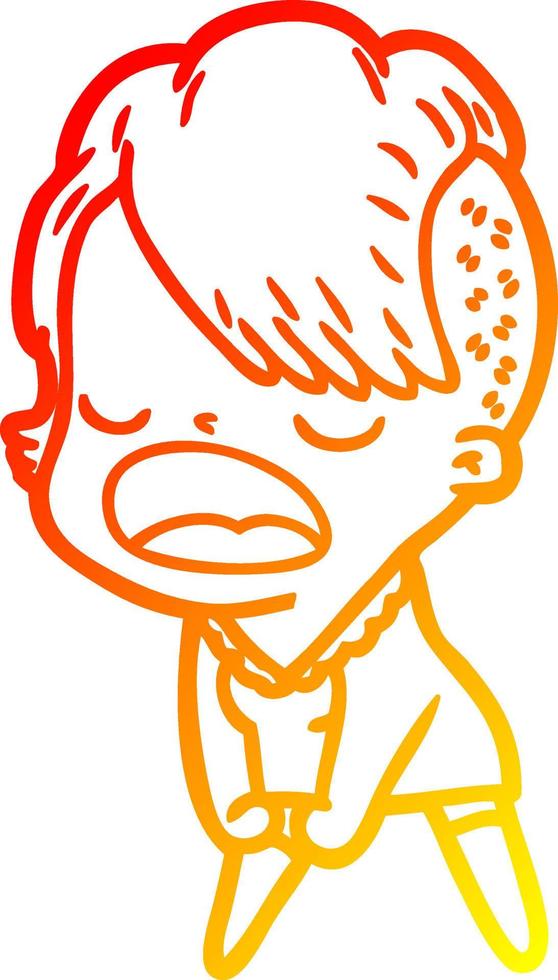 warm gradient line drawing cartoon cool hipster girl talking vector