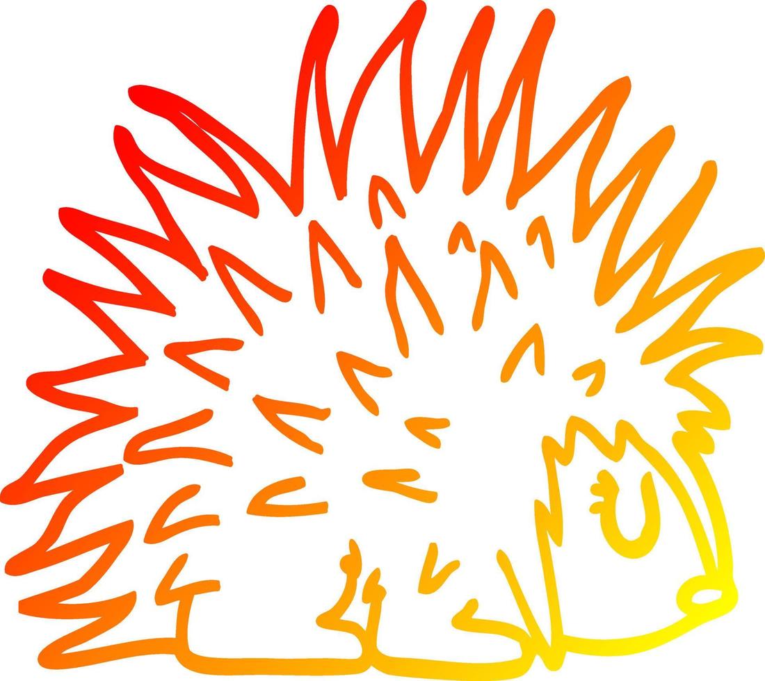 warm gradient line drawing cartoon spiky hedgehog vector