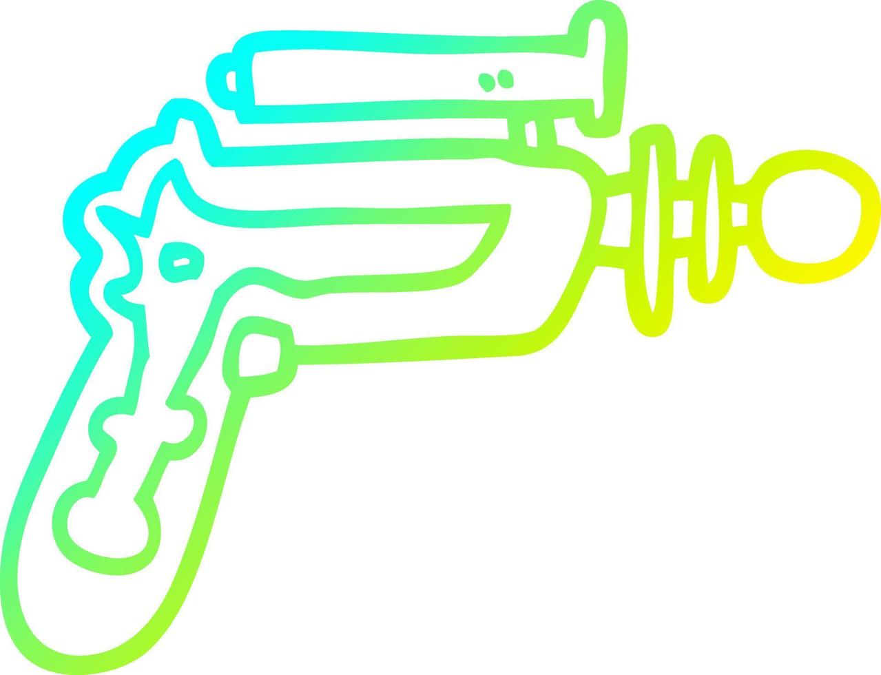 pistola de rayos de dibujos animados de dibujo lineal de gradiente frío vector