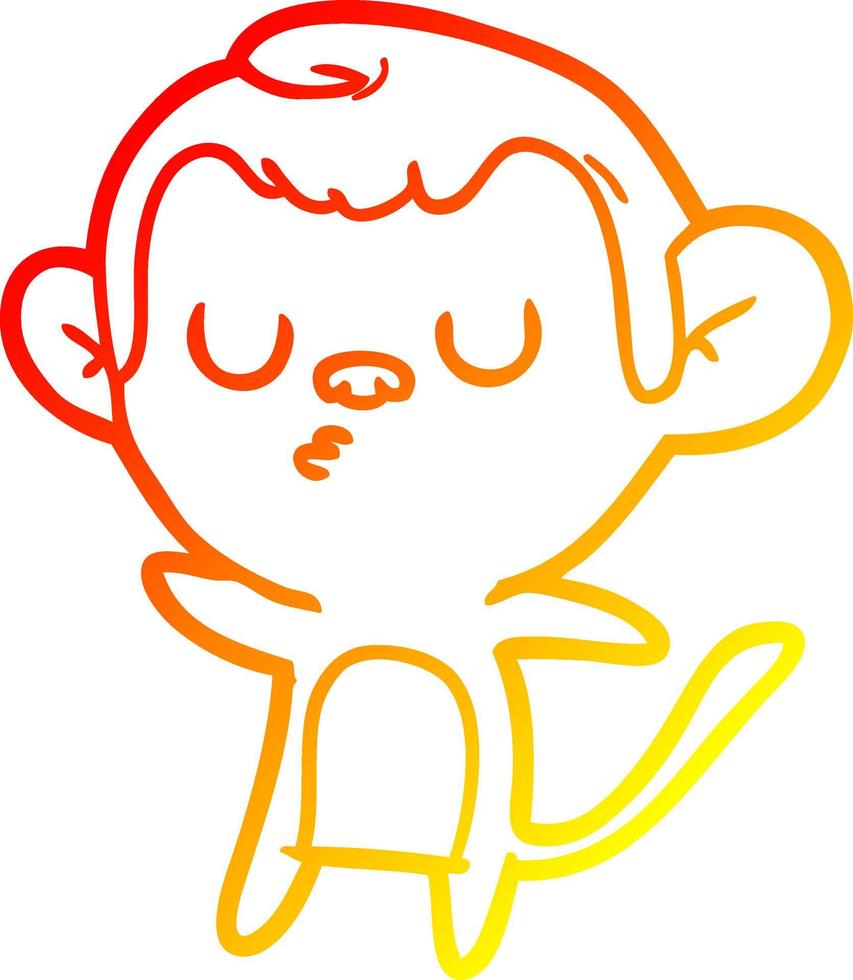 warm gradient line drawing cartoon monkey vector