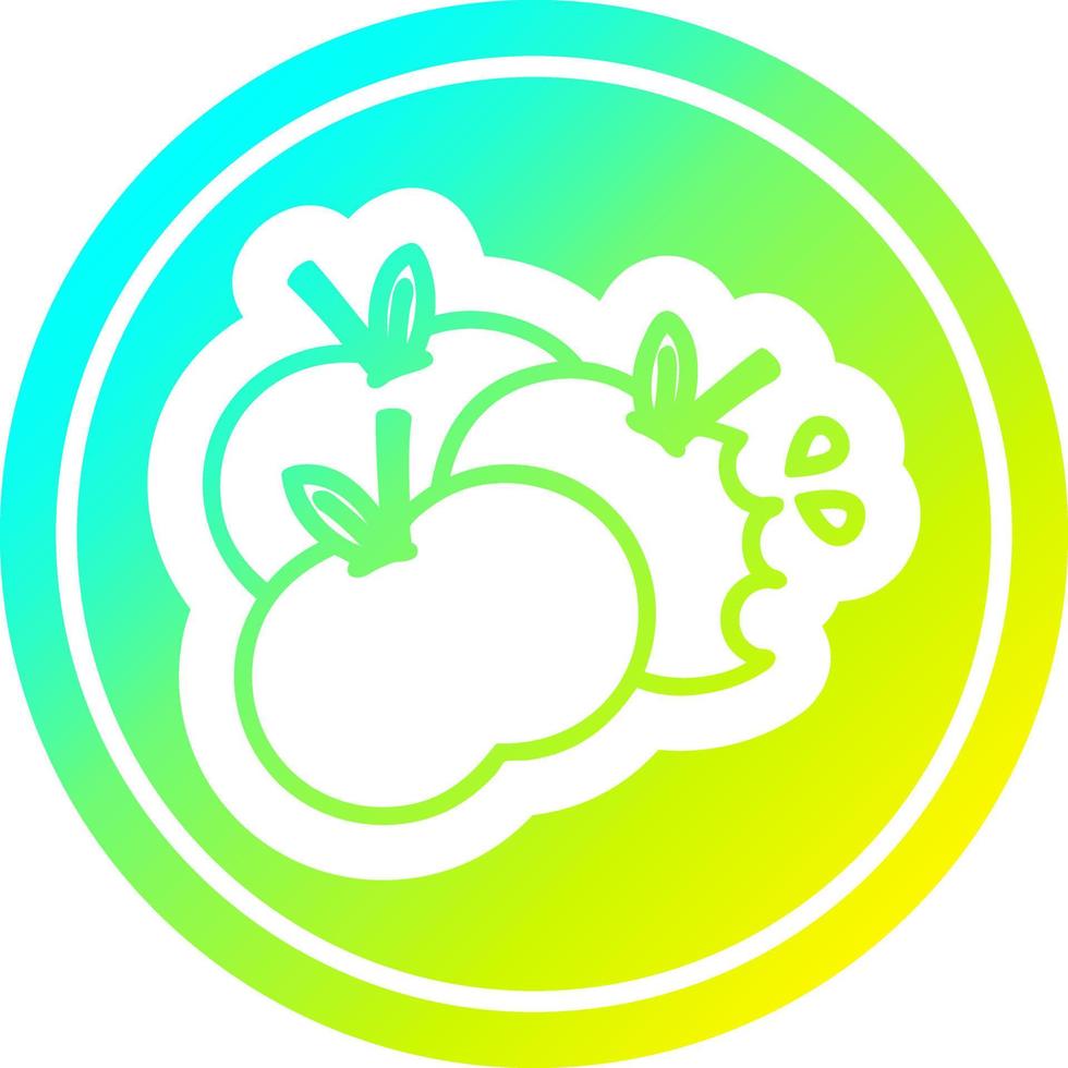 juicy apples circular in cold gradient spectrum vector