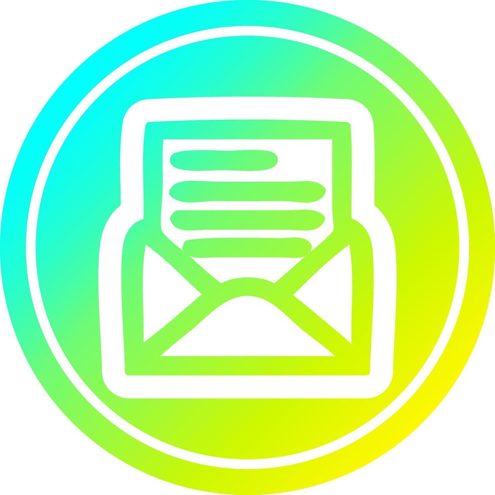 envelope letter circular in cold gradient spectrum vector