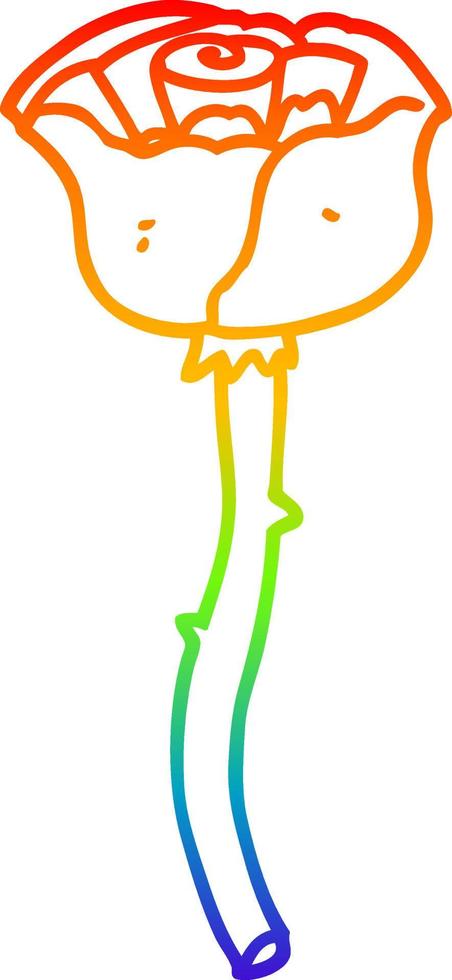 rainbow gradient line drawing cartoon flower vector